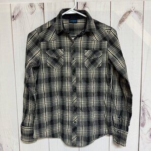 KÜHL Plaid Snap-Front Shirt Women’s Small Gray/Black GUC
